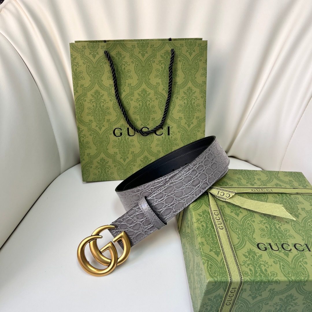 Gucci GG Marmont Crocodile Embossed Belt
