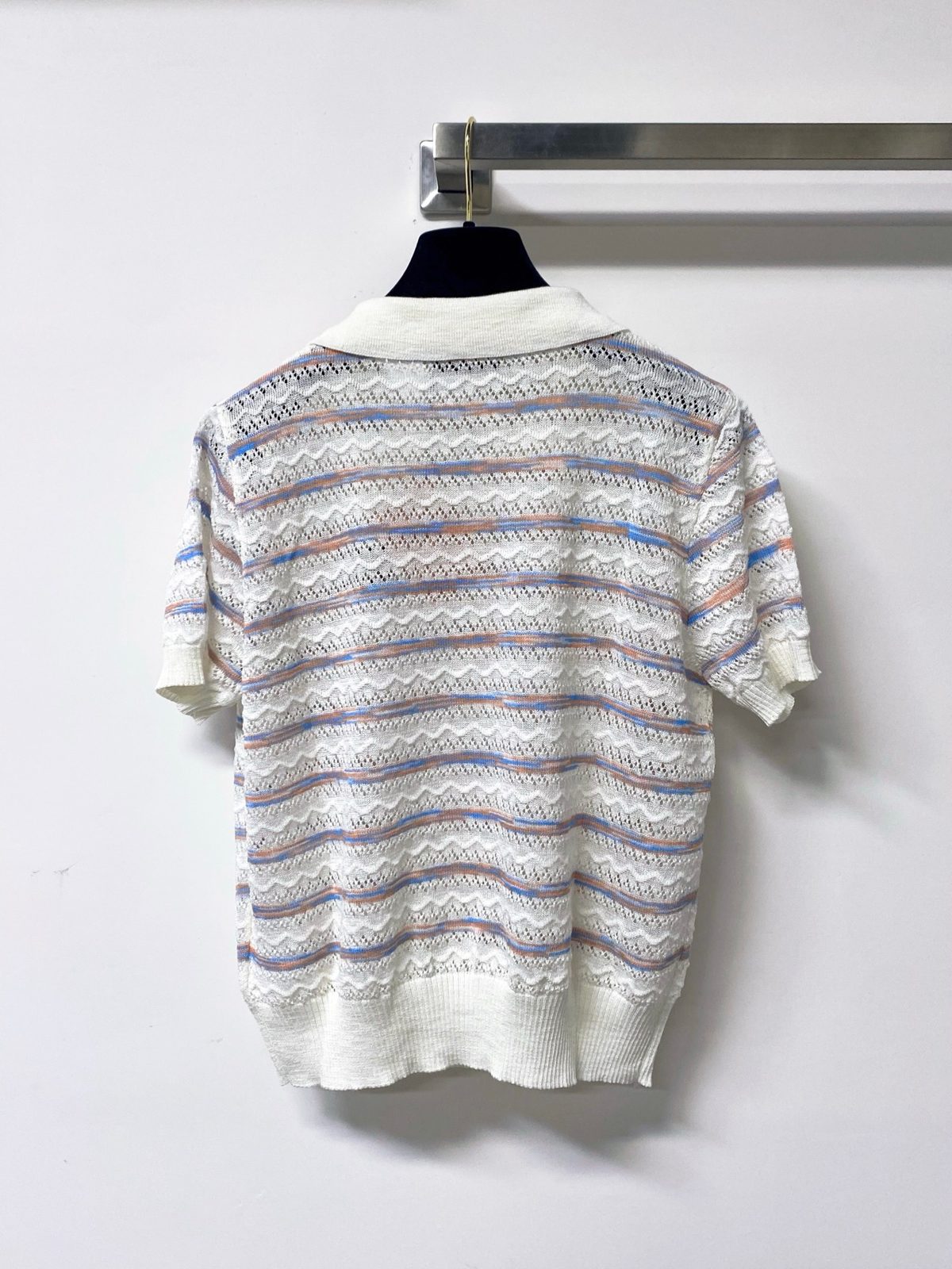 Miu Miu Striped Linen Knit Polo Shirt