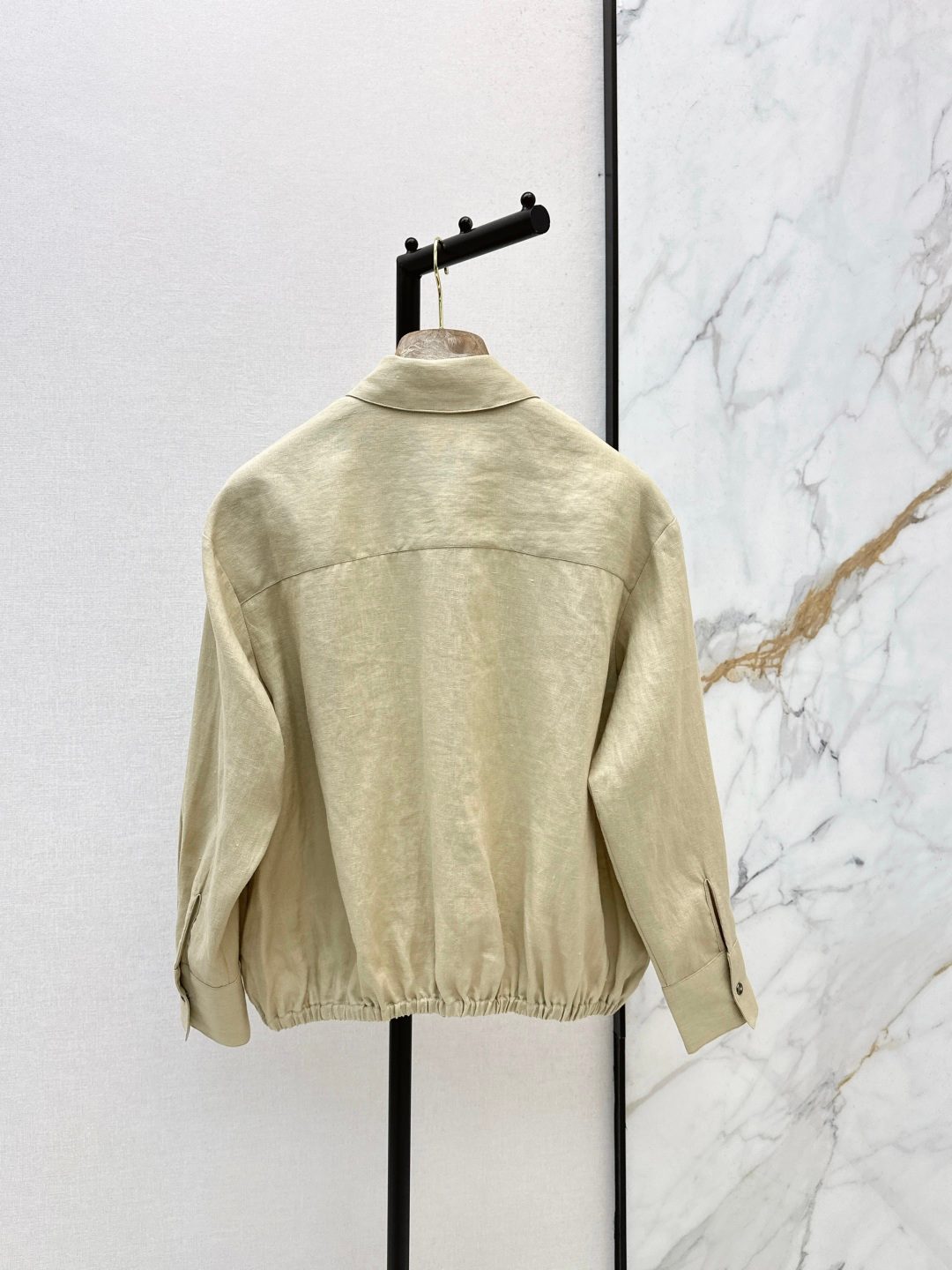 Linen Utility Shirt Jacket Beige