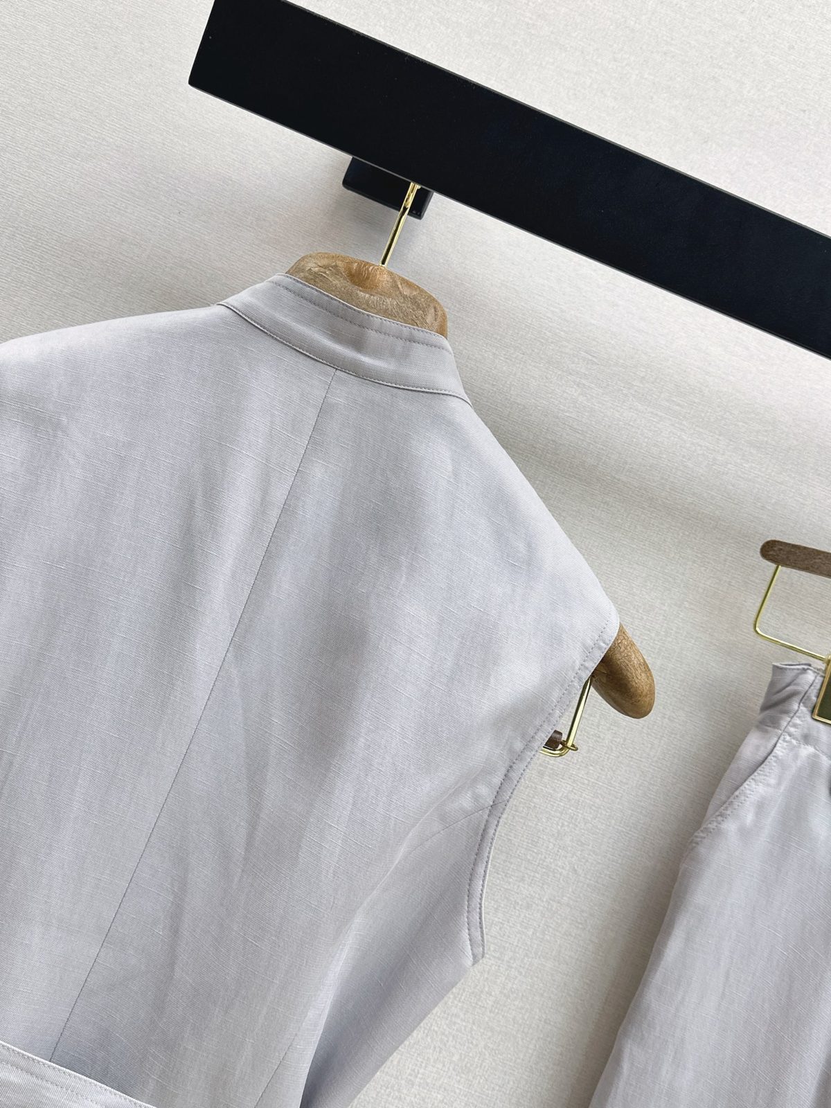 White Linen Shirt Jacket with Gold Buttons
