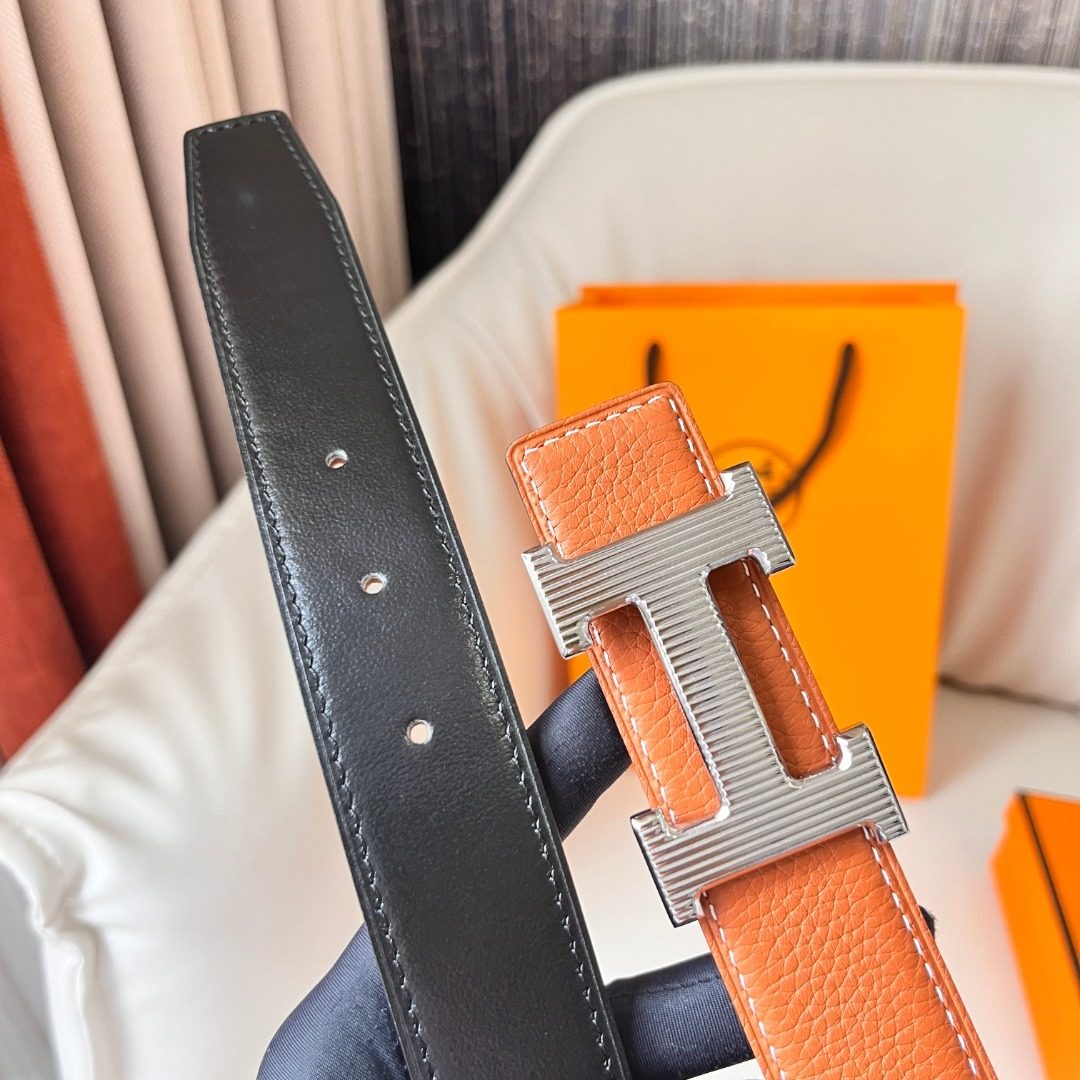 Hermès Reversible Leather Belt with H Buckle