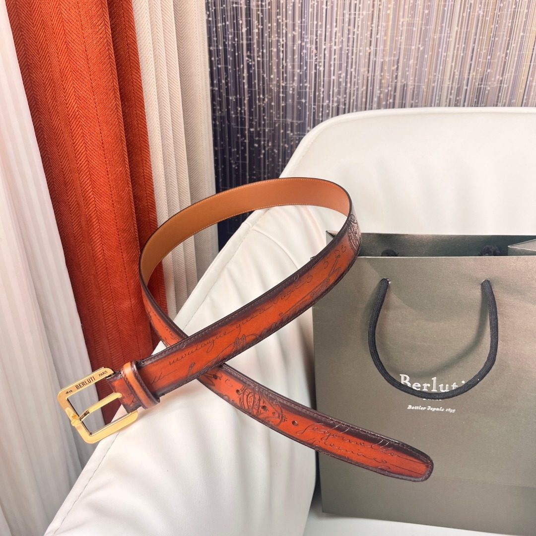 Berluti Embossed Leather Belt