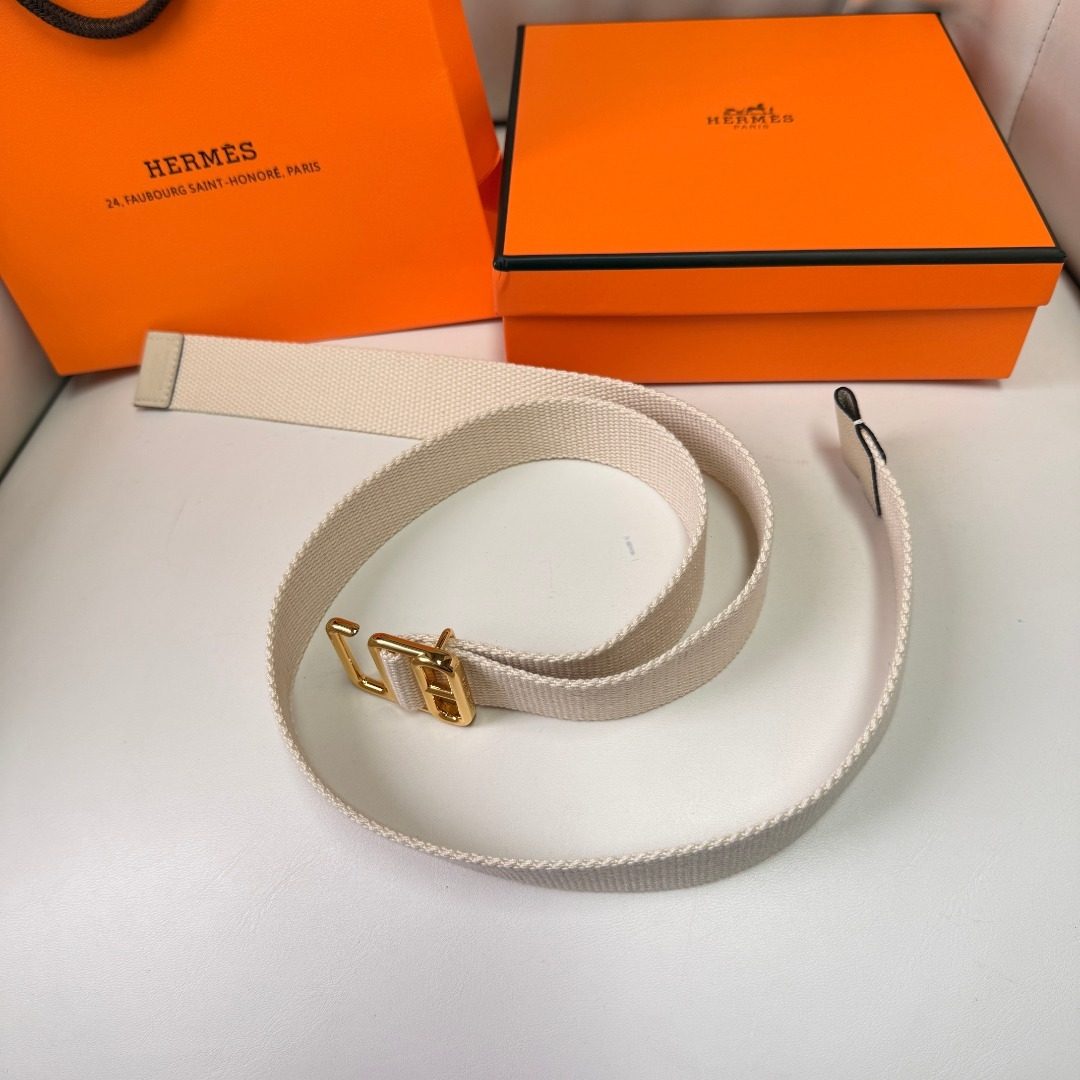 Hermès Canvas Belt with Gold H Buckle