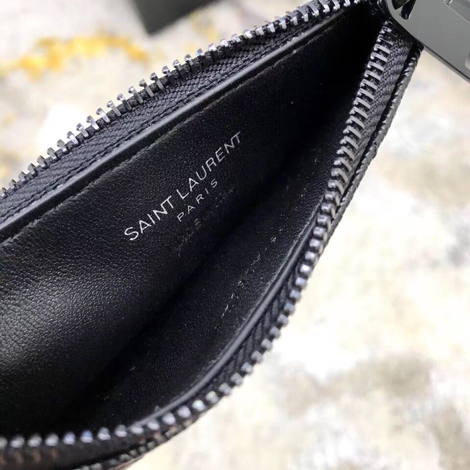 Saint Laurent Paris Black Leather Zip Wallet