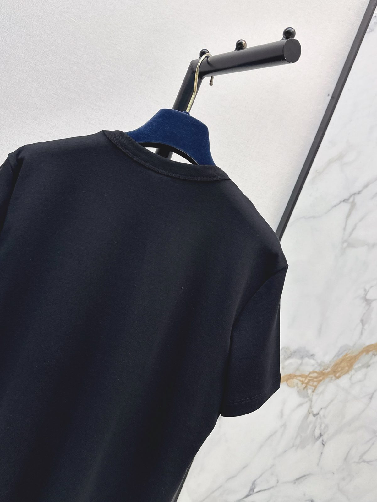 Luxury Black Cotton Crewneck T-Shirt