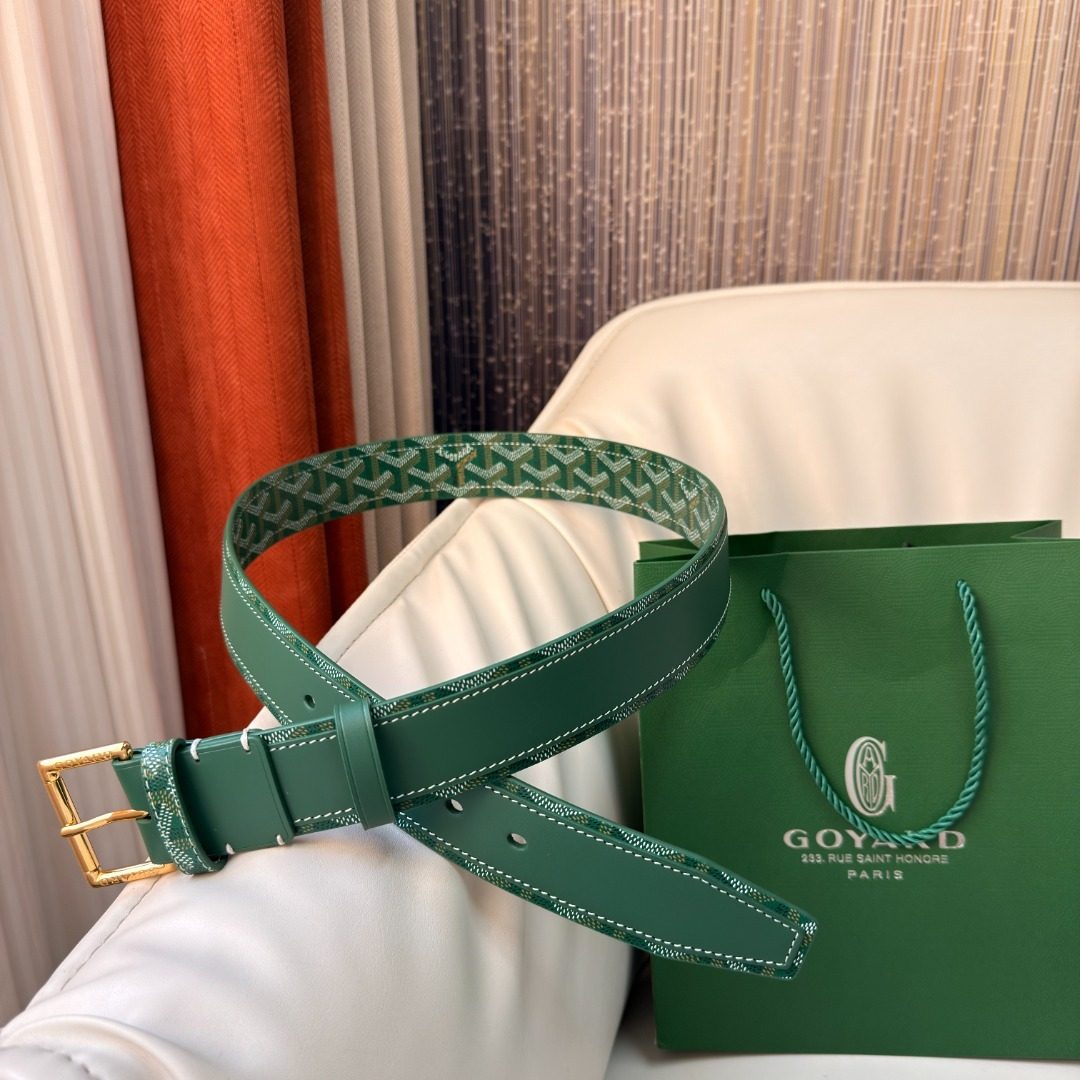 Goyard Leather Belt with Gold Buckle