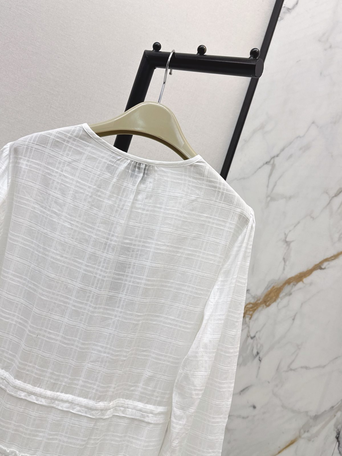 Burberry Checked Cotton Tiered Dress