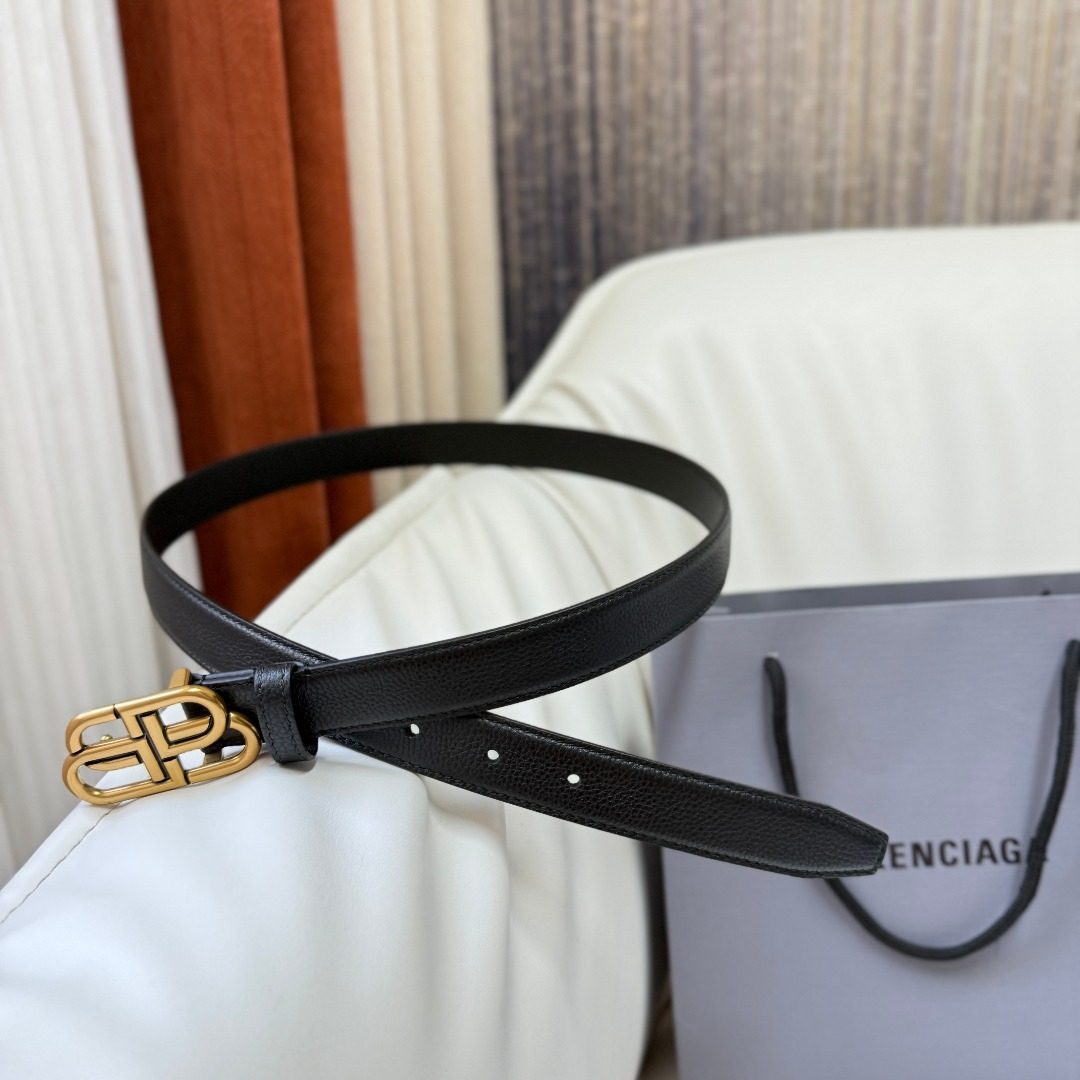 Balenciaga BB Leather Belt Black