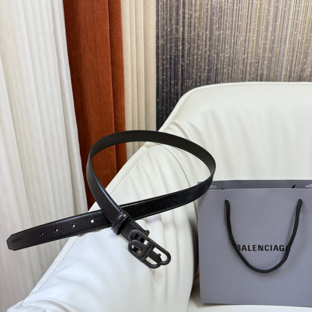 Balenciaga BB Logo Leather Belt Black