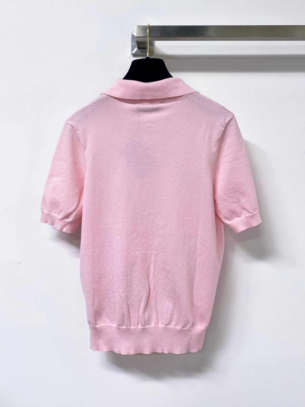 Miu Miu Cable Knit Polo Shirt Pink