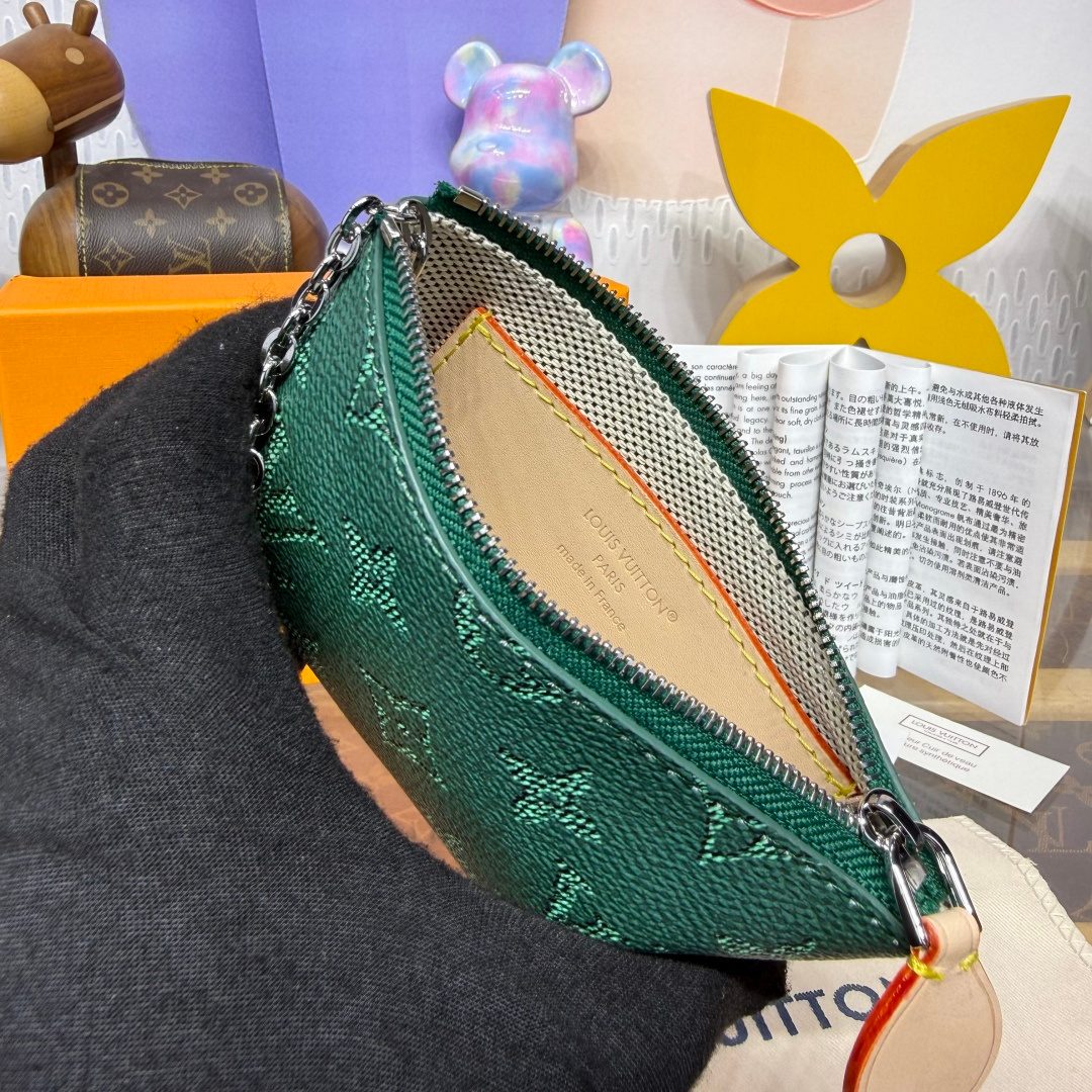 Louis Vuitton Damier Leather Zip Pouch Green