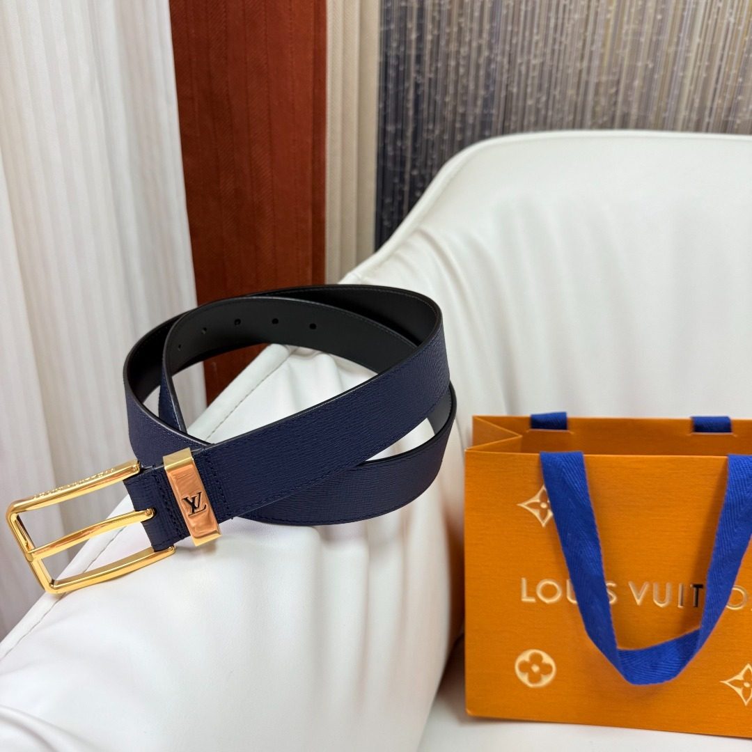 Louis Vuitton Epi Leather Belt with Gold Buckle