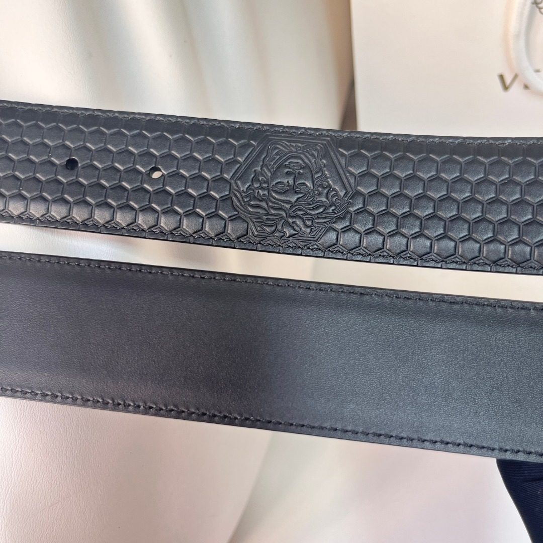 Versace Medusa Crocodile Embossed Black Leather Belt