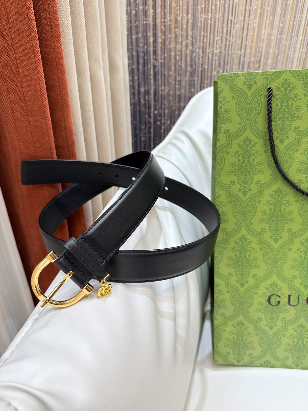 Gucci GG Marmont Black Leather Belt