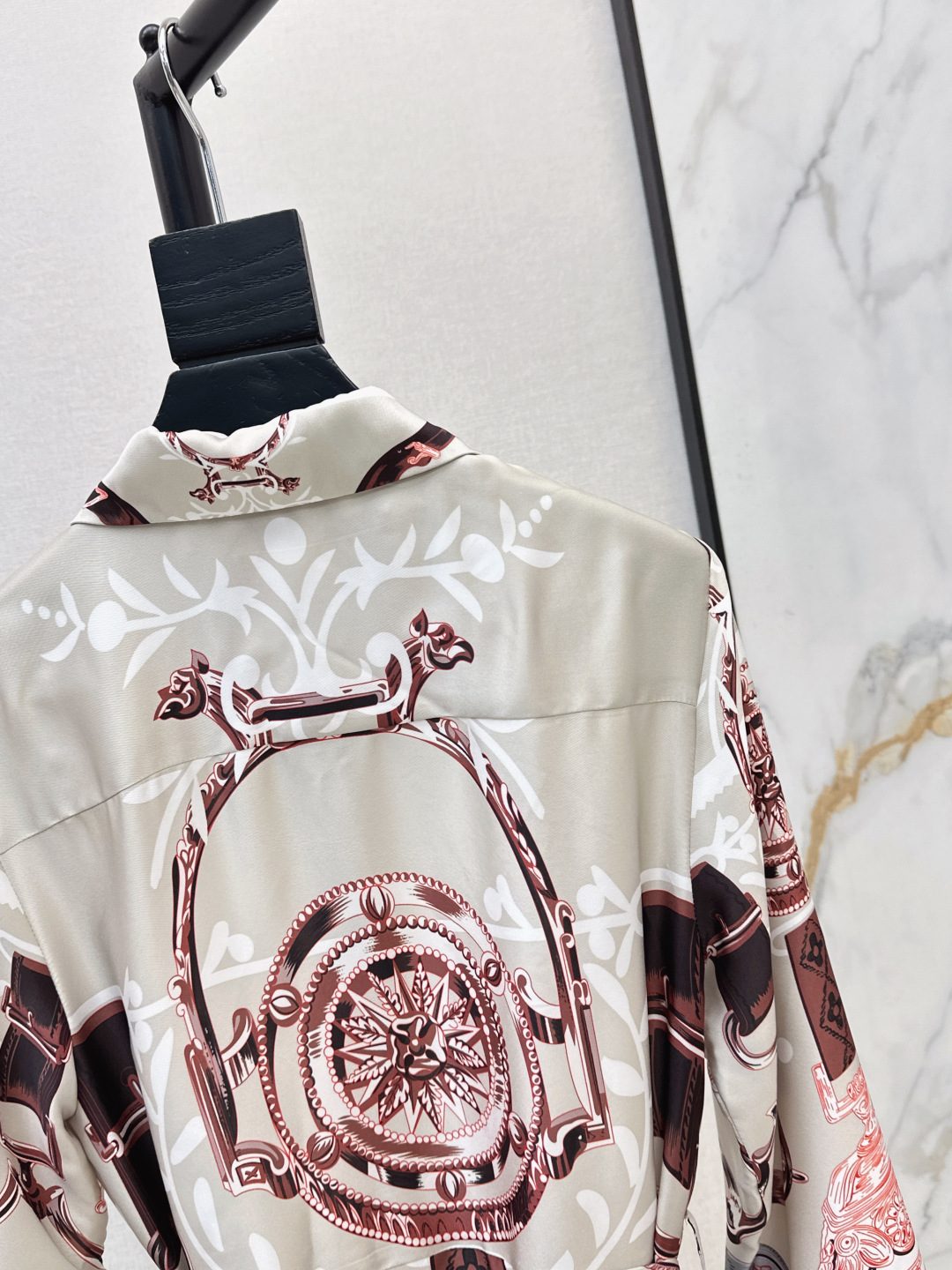 Luxury Chain Print Silk Shirt Dress