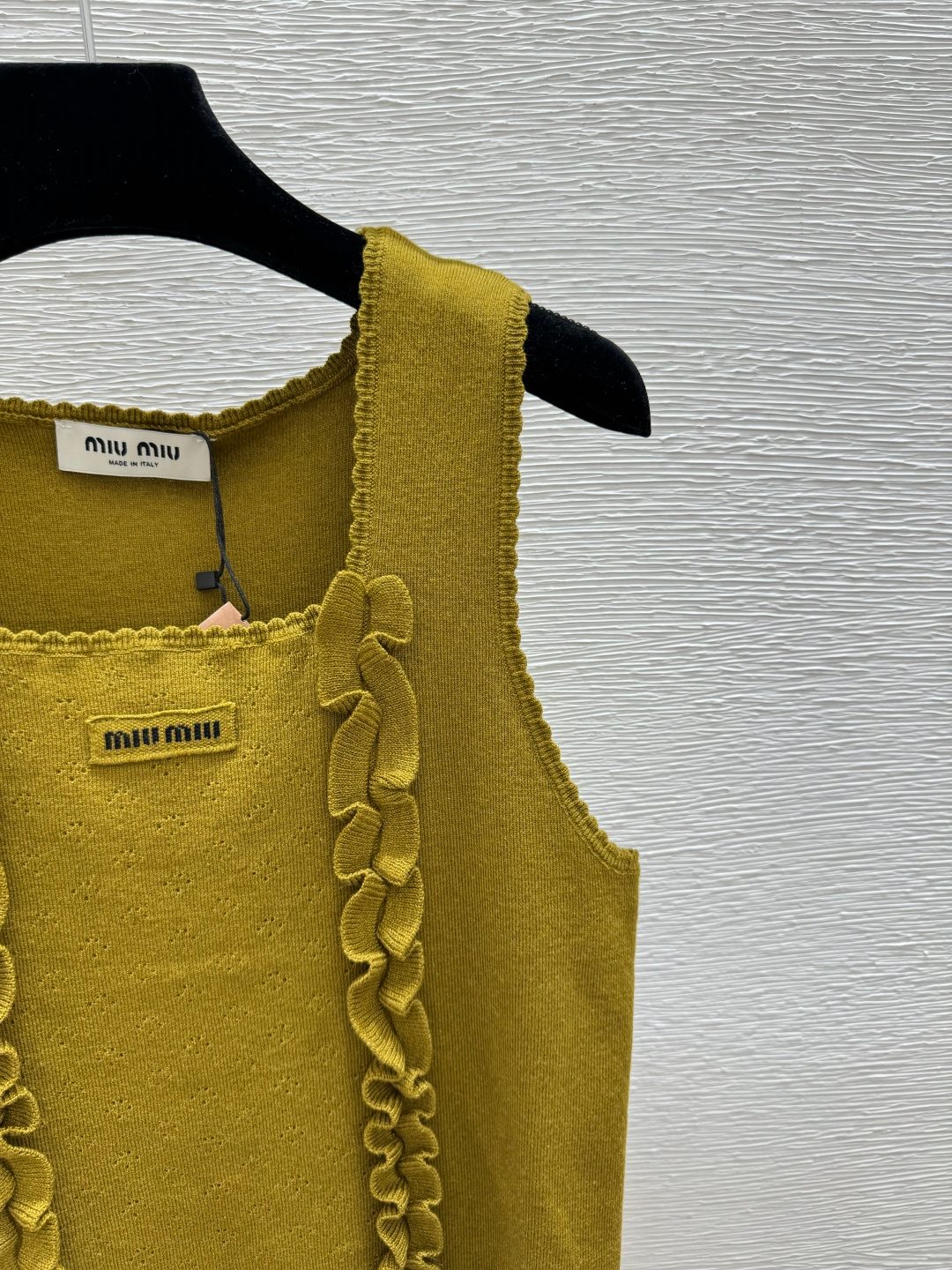 Miu Miu Wool Ruffle Trim Tank Top