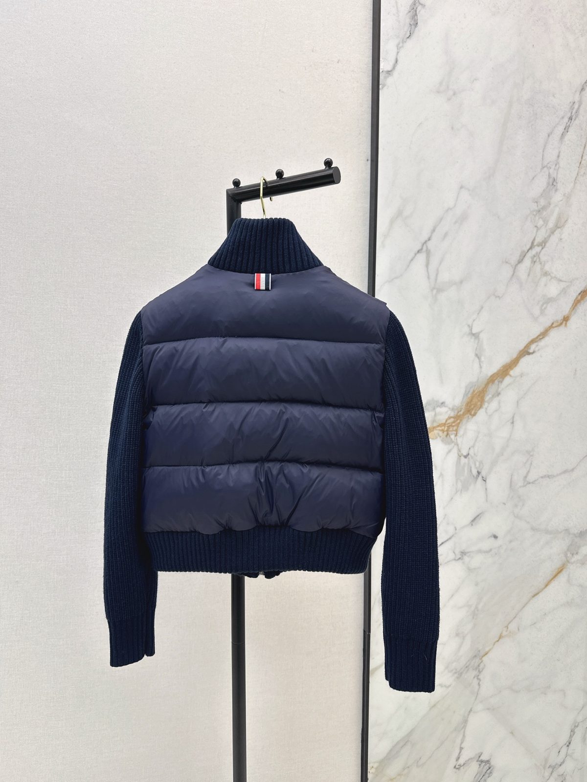 Thom Browne Navy Quilted Down Hybrid Jacket
