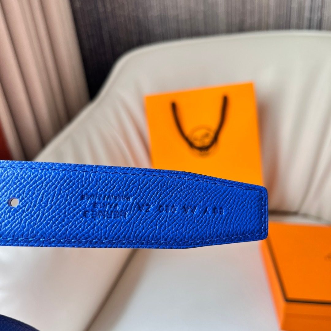 Hermès Reversible Leather Belt Blue