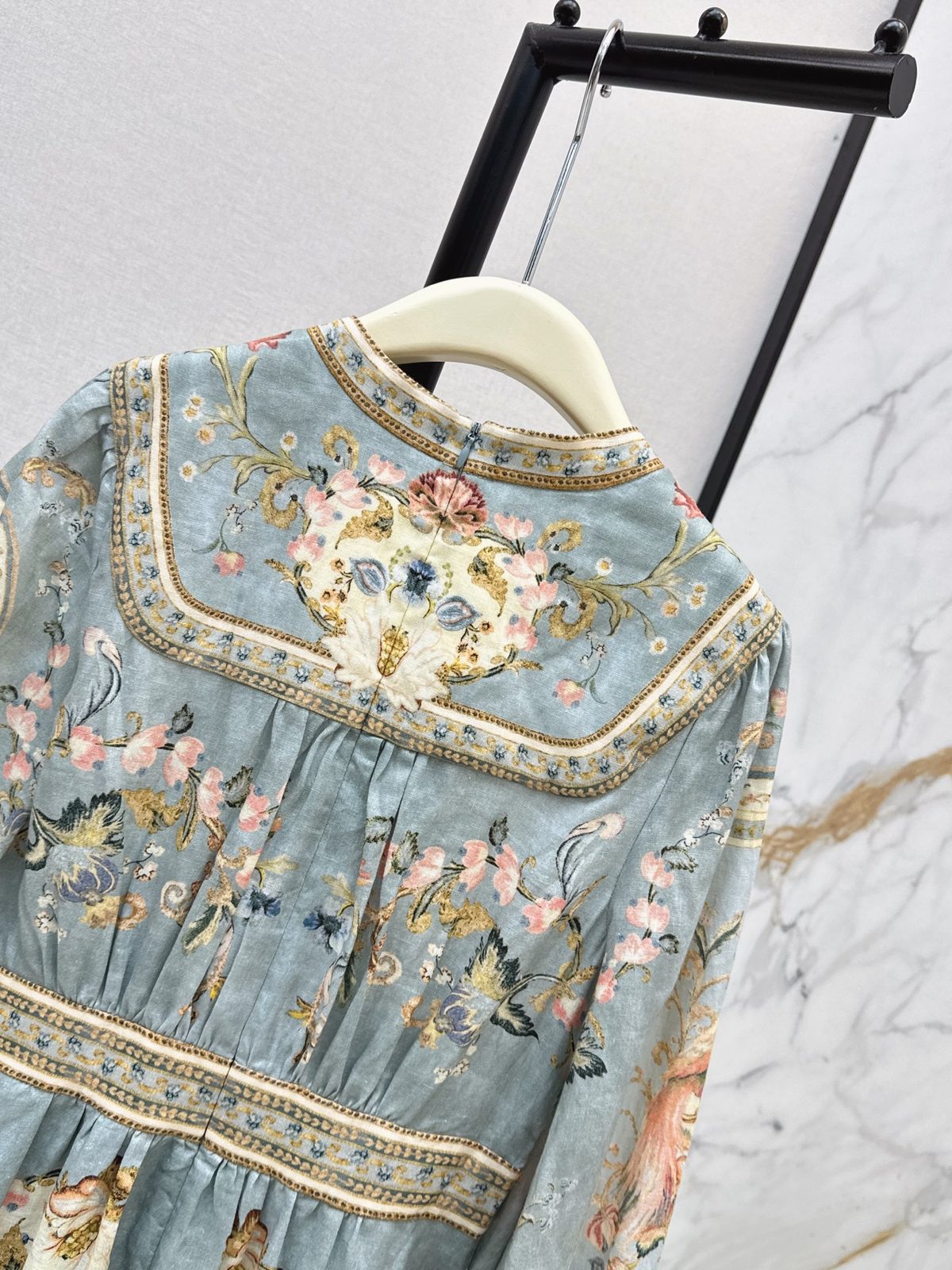 Floral Embroidered Silk Maxi Dress