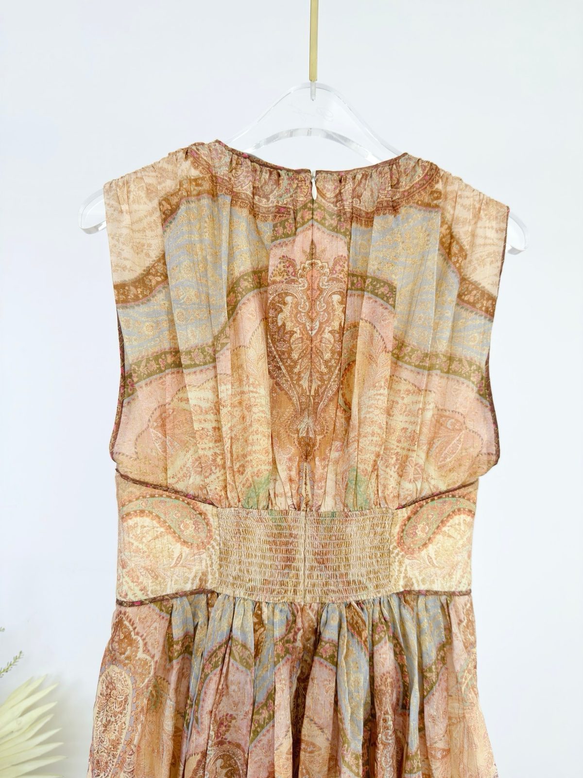 Luxury Paisley Jacquard Sleeveless Midi Dress