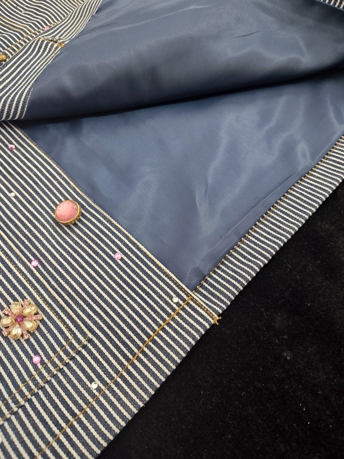 Striped Wool Blazer with Embellished Details