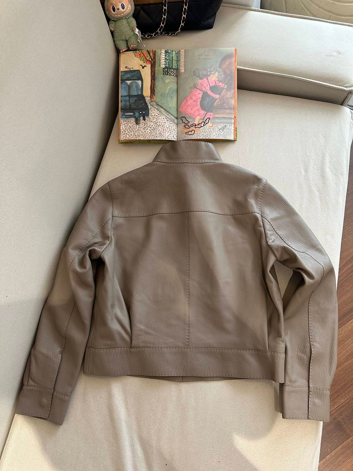 Loro Piana Textured Leather Jacket Taupe