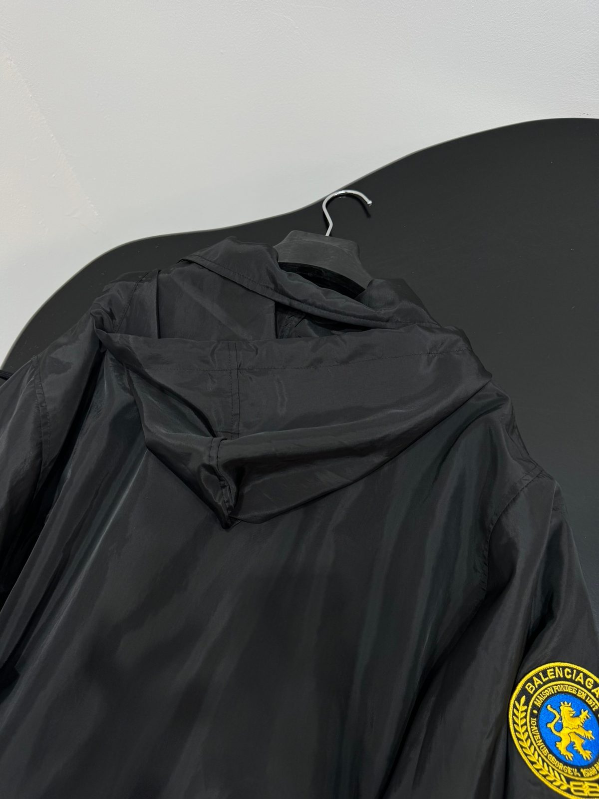 Balenciaga Men's Black Hooded Windbreaker Jacket