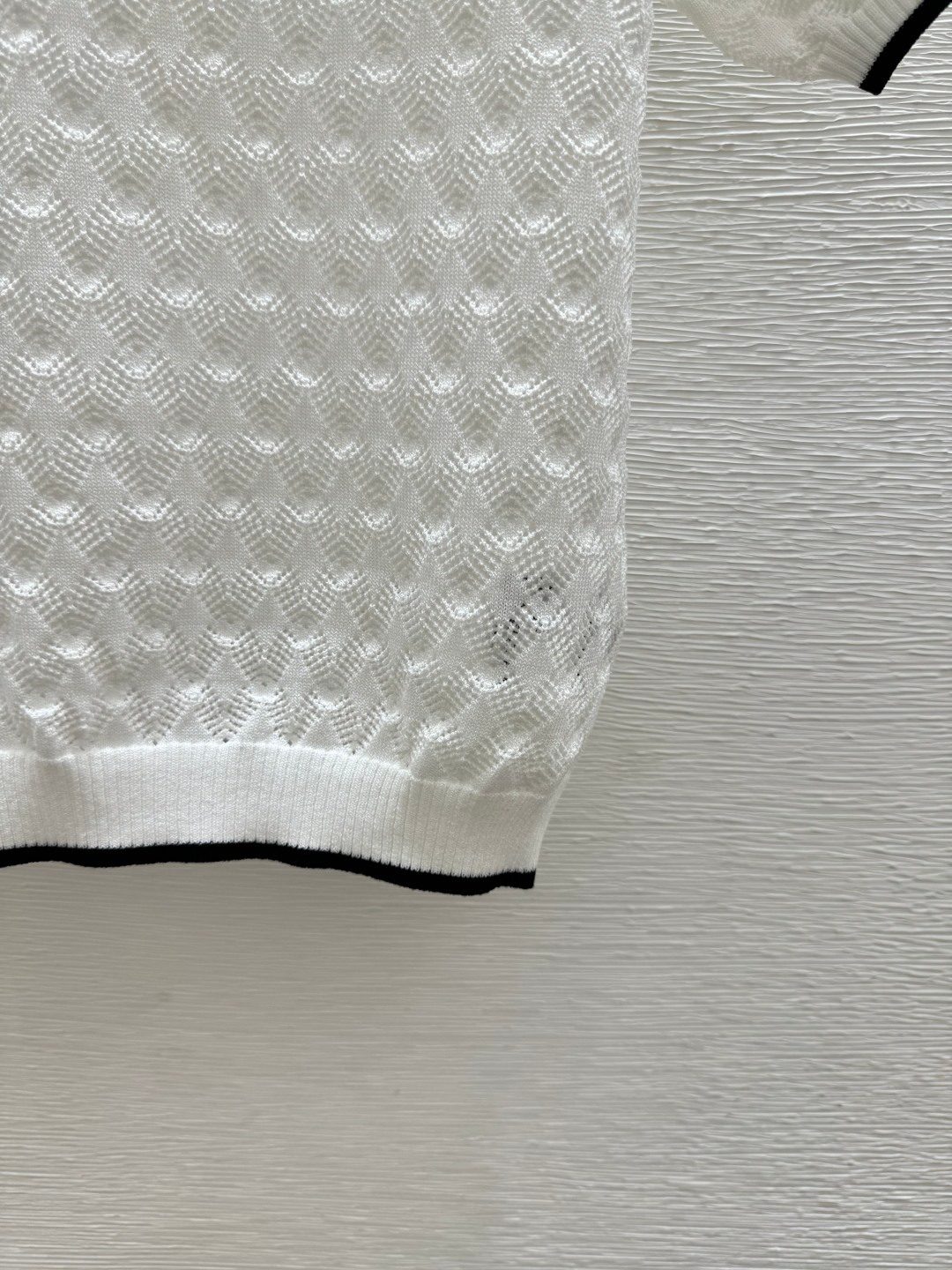 Miu Miu White Textured Knit T-Shirt