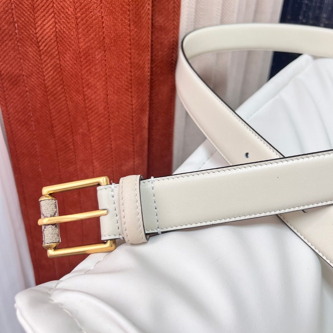 Gucci Leather Belt with Gold Buckle