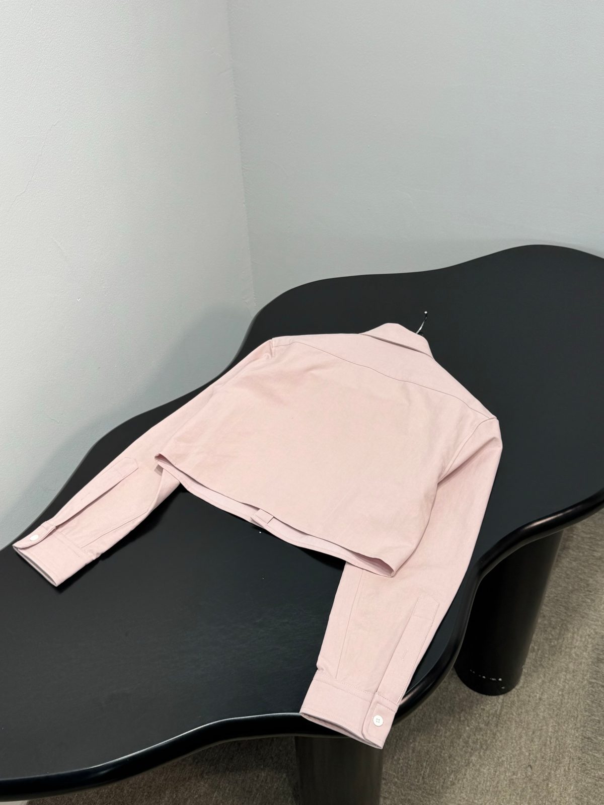 Pale Pink Cropped Button-Up Shirt