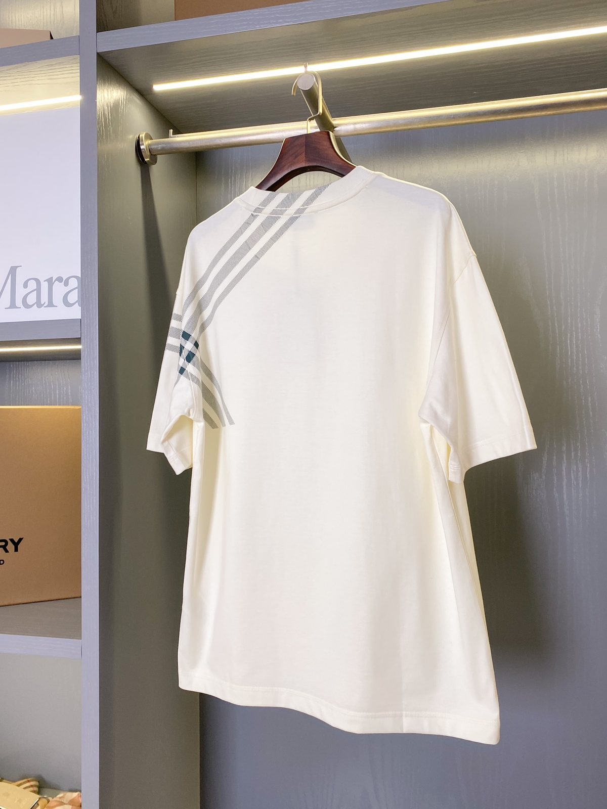 Burberry Check Stripe Cotton T-Shirt