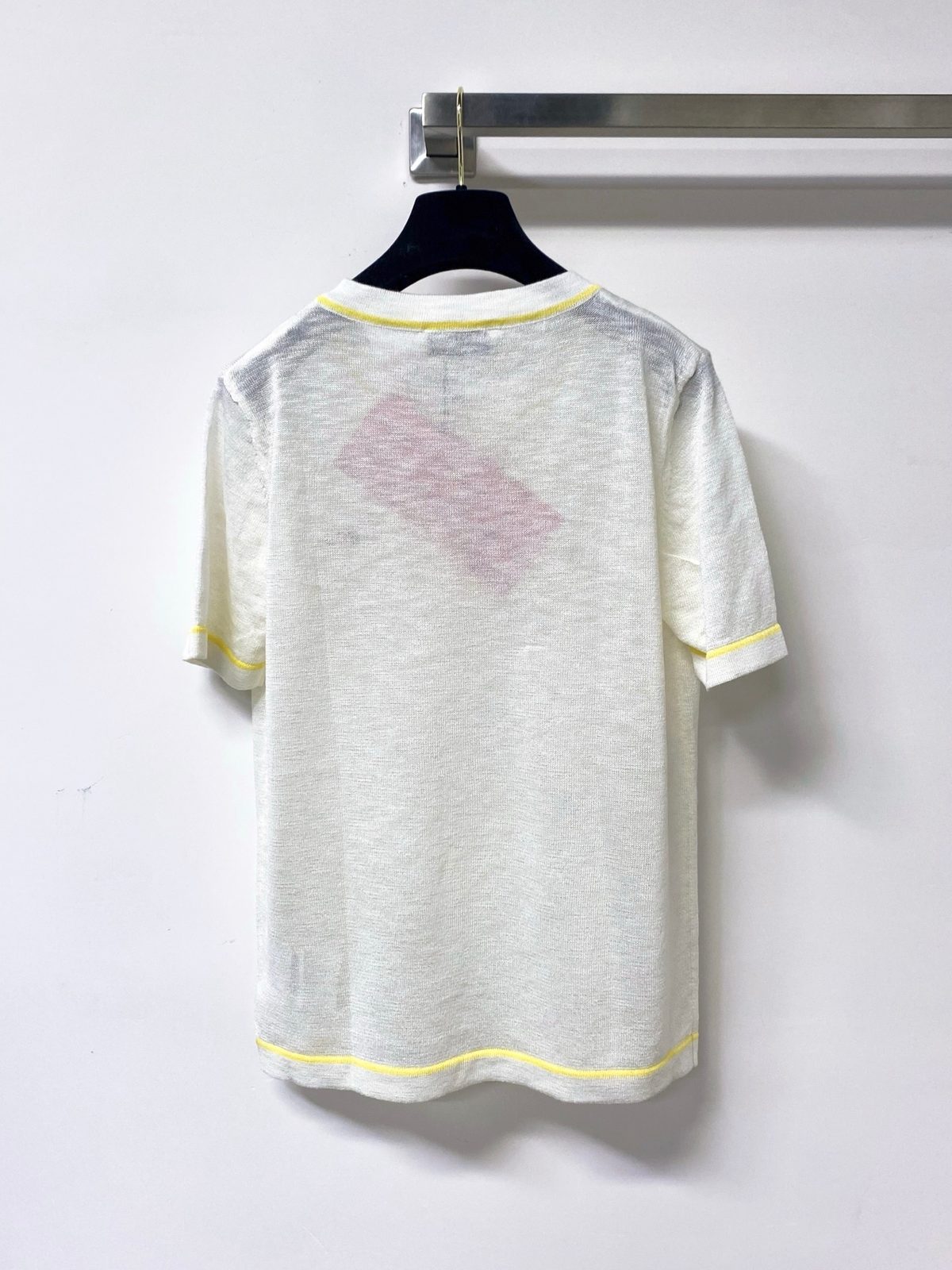Miu Miu Yellow Trim Short Sleeve Henley T-Shirt