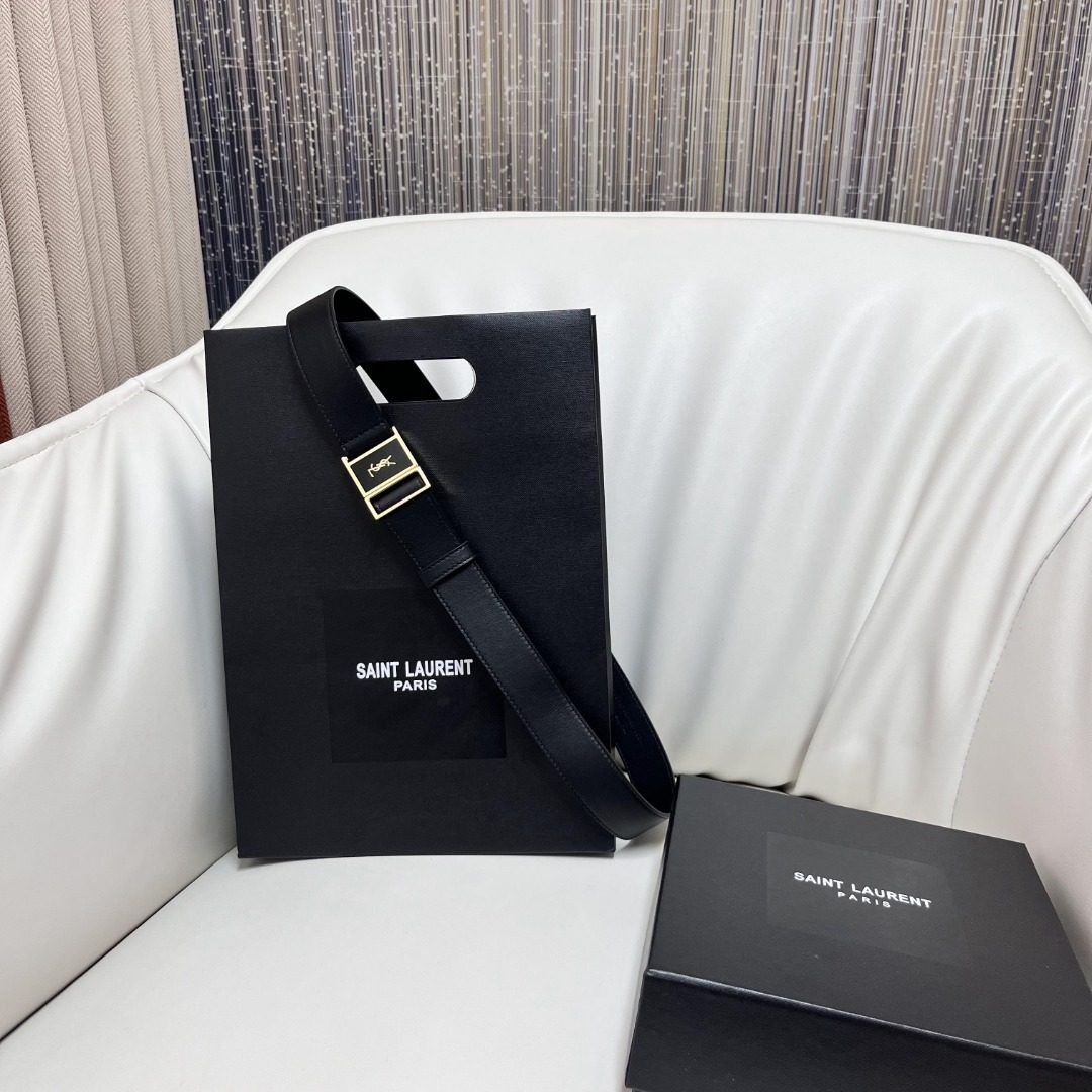 Saint Laurent Paris Black Leather Belt
