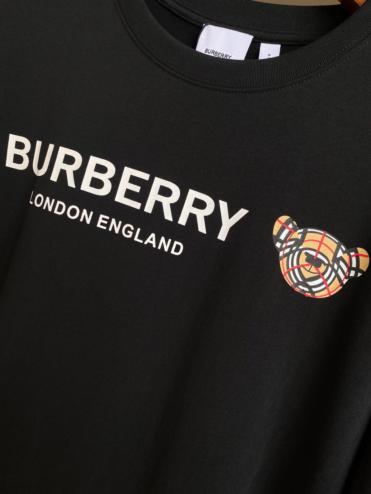 Burberry Checkered Bear Logo Crewneck T-Shirt