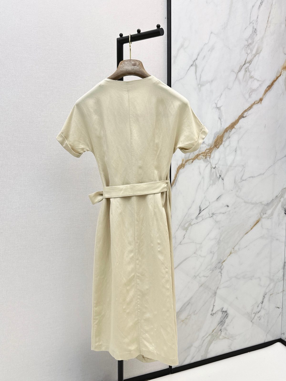 Linen Wrap Dress with Tie Belt