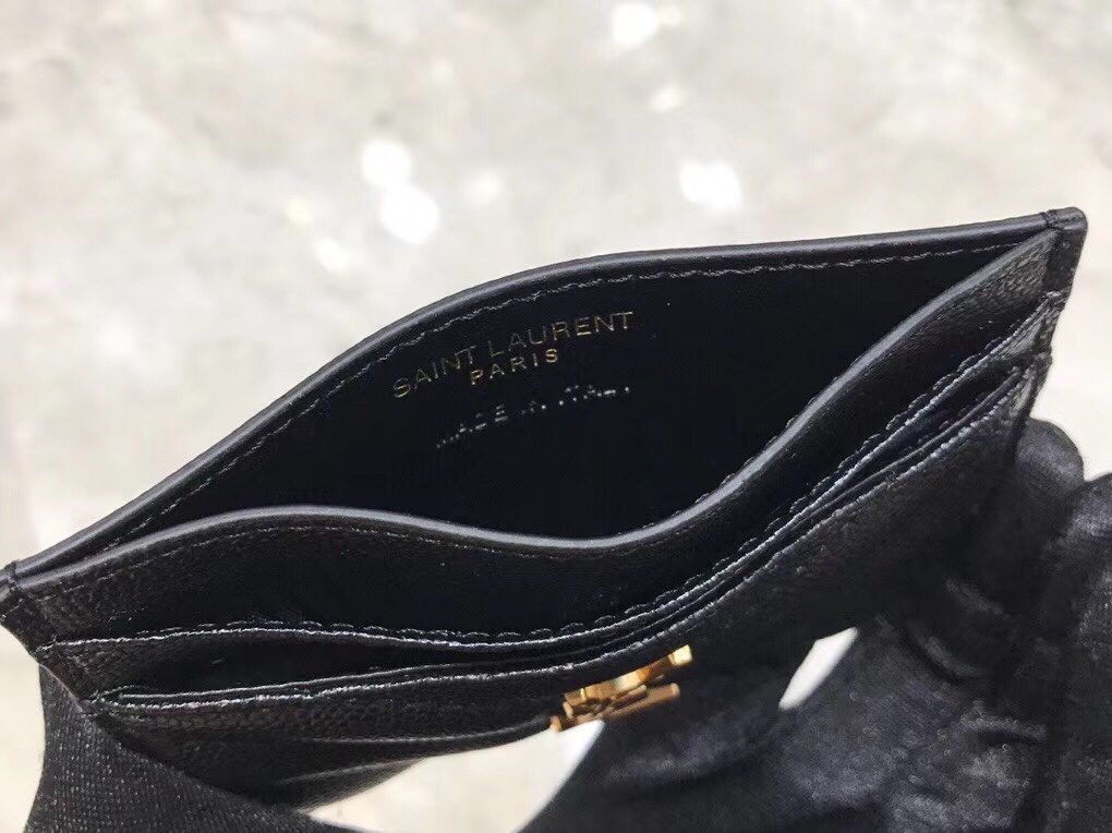 Saint Laurent YSL Black Leather Card Holder