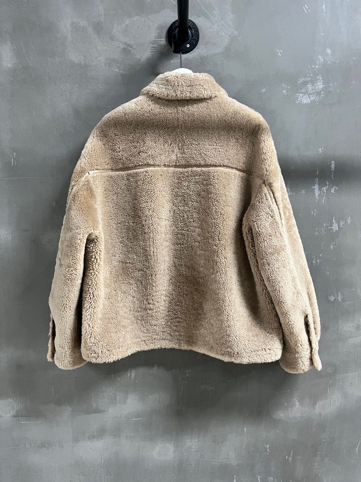 Beige Teddy Fleece Collared Jacket