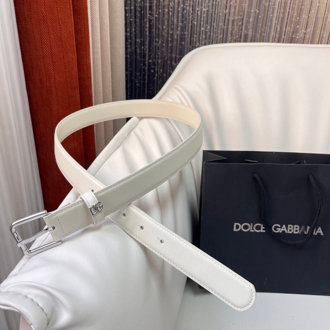Dolce & Gabbana White Leather Belt