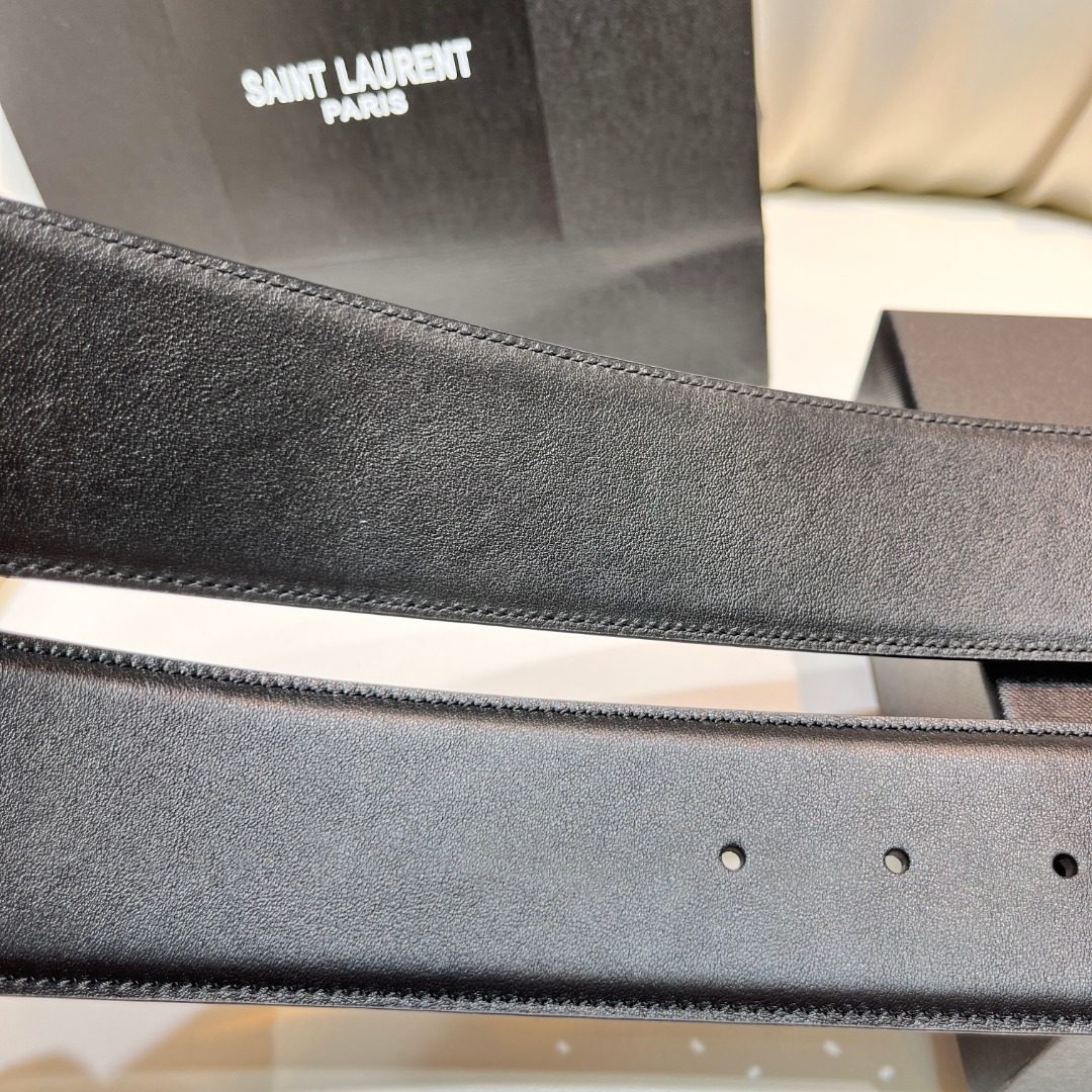 Saint Laurent Paris Leather Belt with YSL Buckle