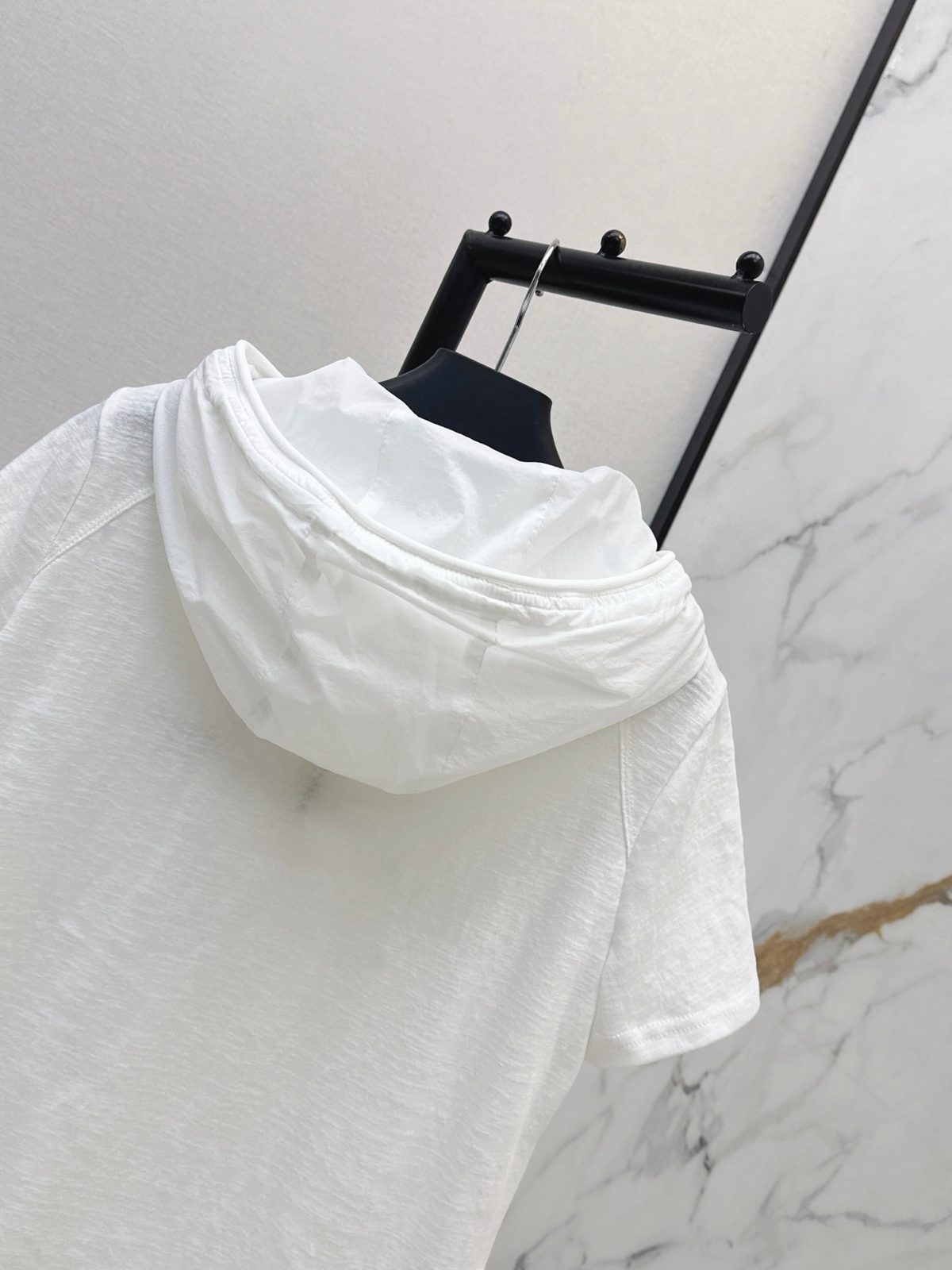 Prada Triangle Logo Hooded T-Shirt White