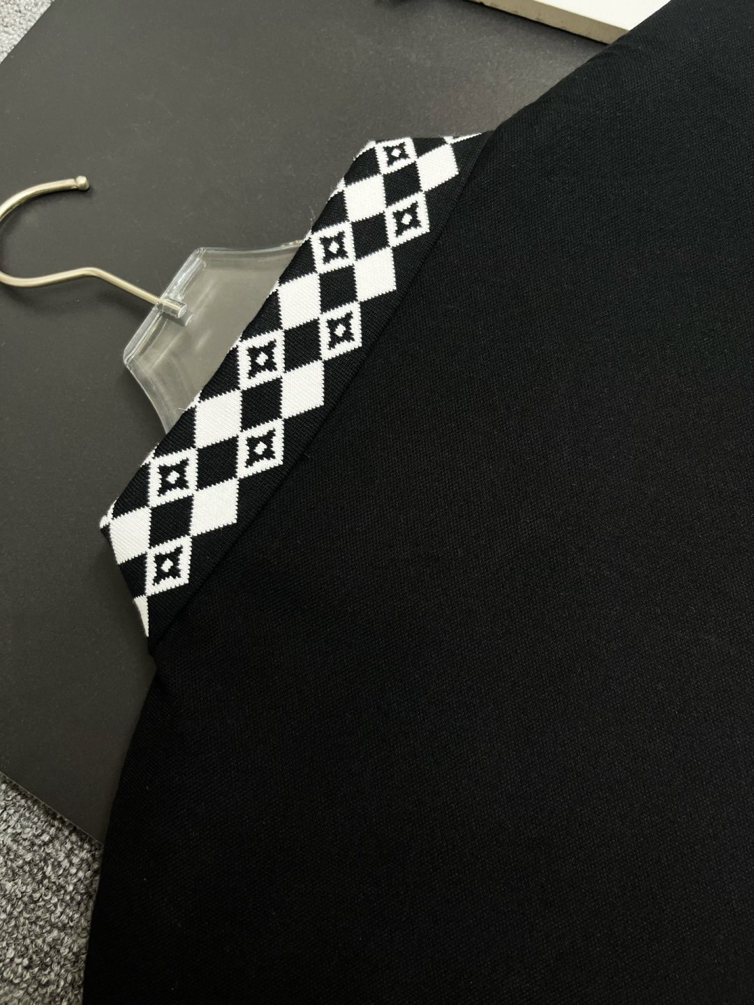 Louis Vuitton Argyle Trim Black T-Shirt