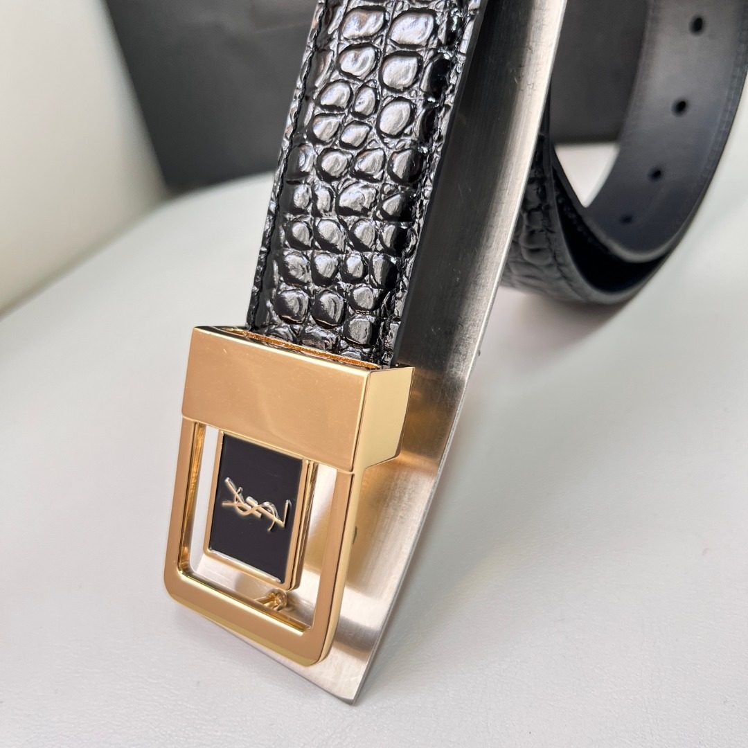 Saint Laurent Paris Crocodile Leather Belt