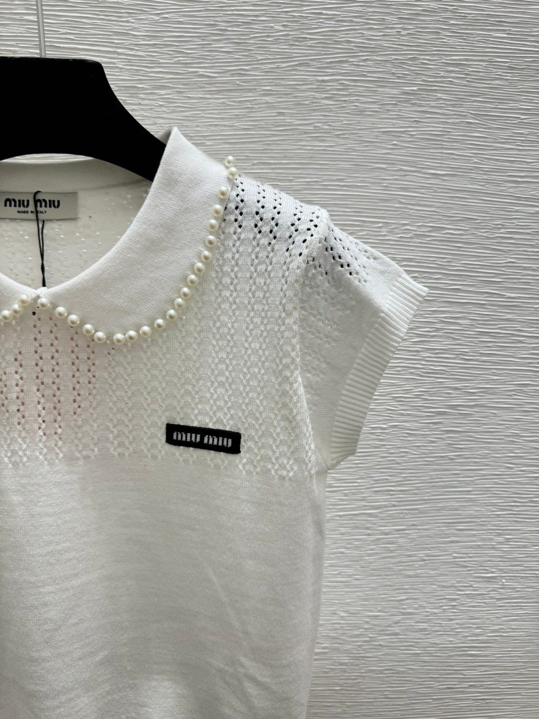 Miu Miu Pearl Embellished Knit Sweater