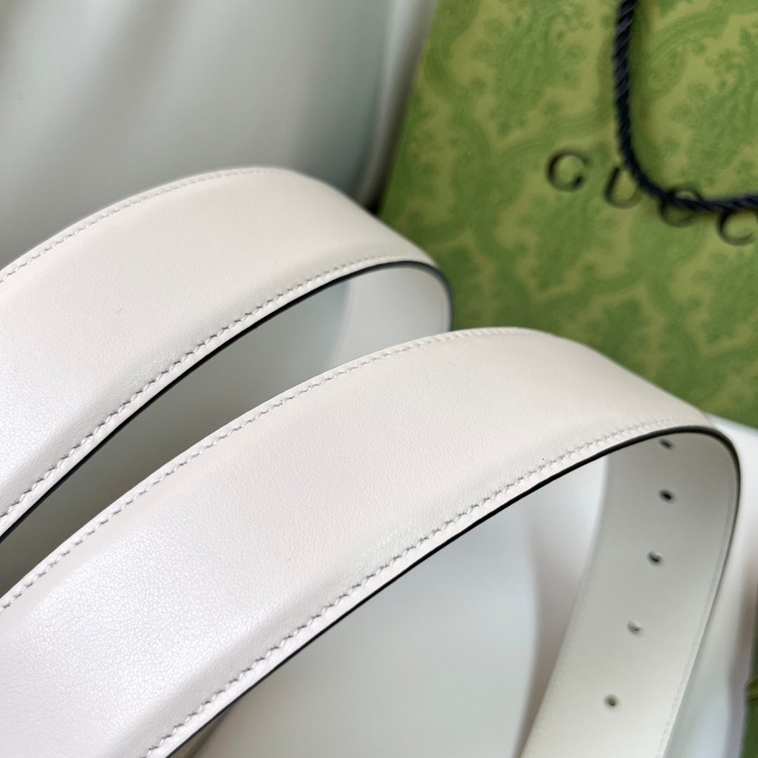 Gucci GG Marmont White Leather Belt
