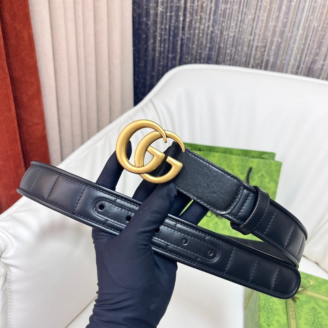 Gucci GG Marmont Black Leather Belt