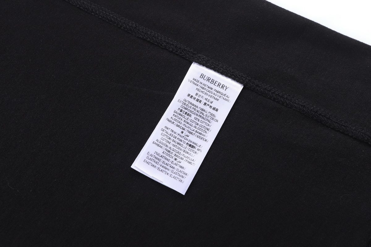 Burberry Check Stripe Cotton T-Shirt Black