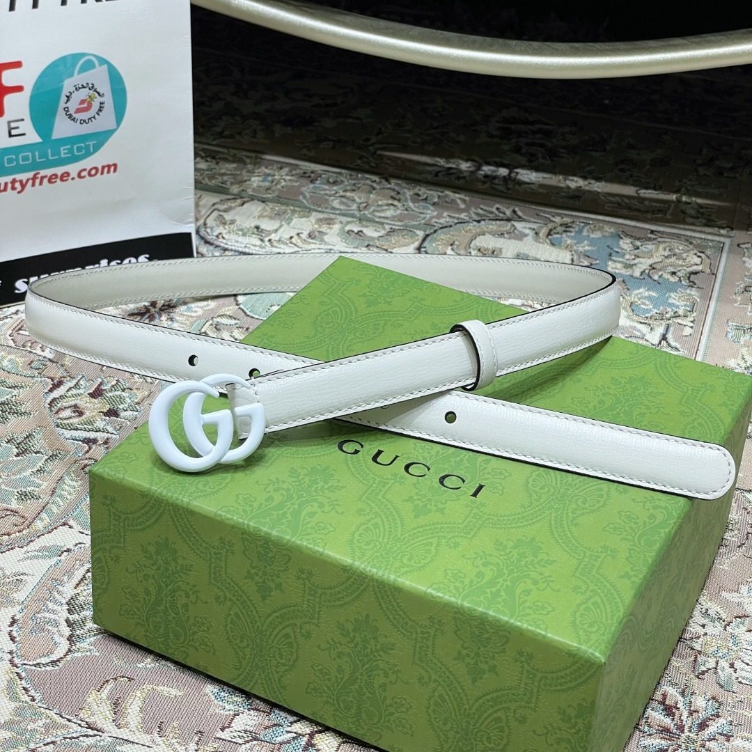 Gucci GG Marmont White Leather Belt