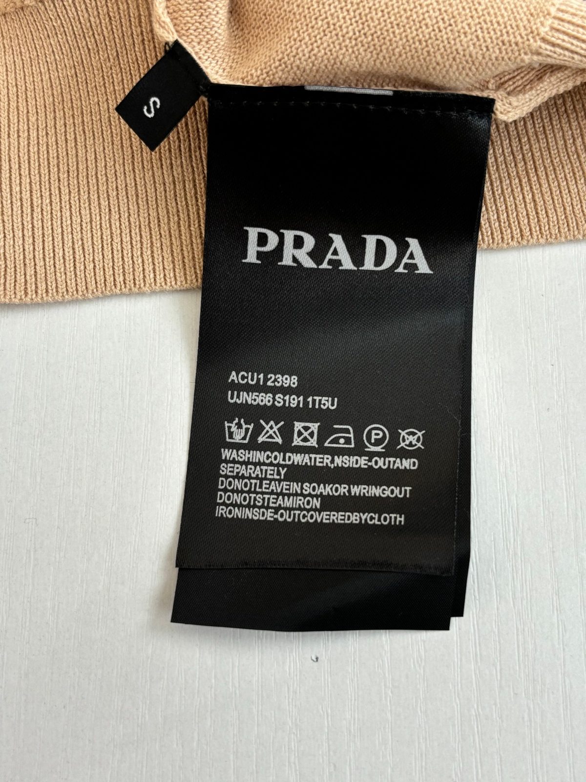 Prada Beige Ribbed Knit Sweater
