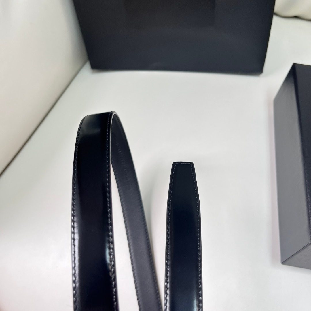 Saint Laurent Paris Black Leather Belt