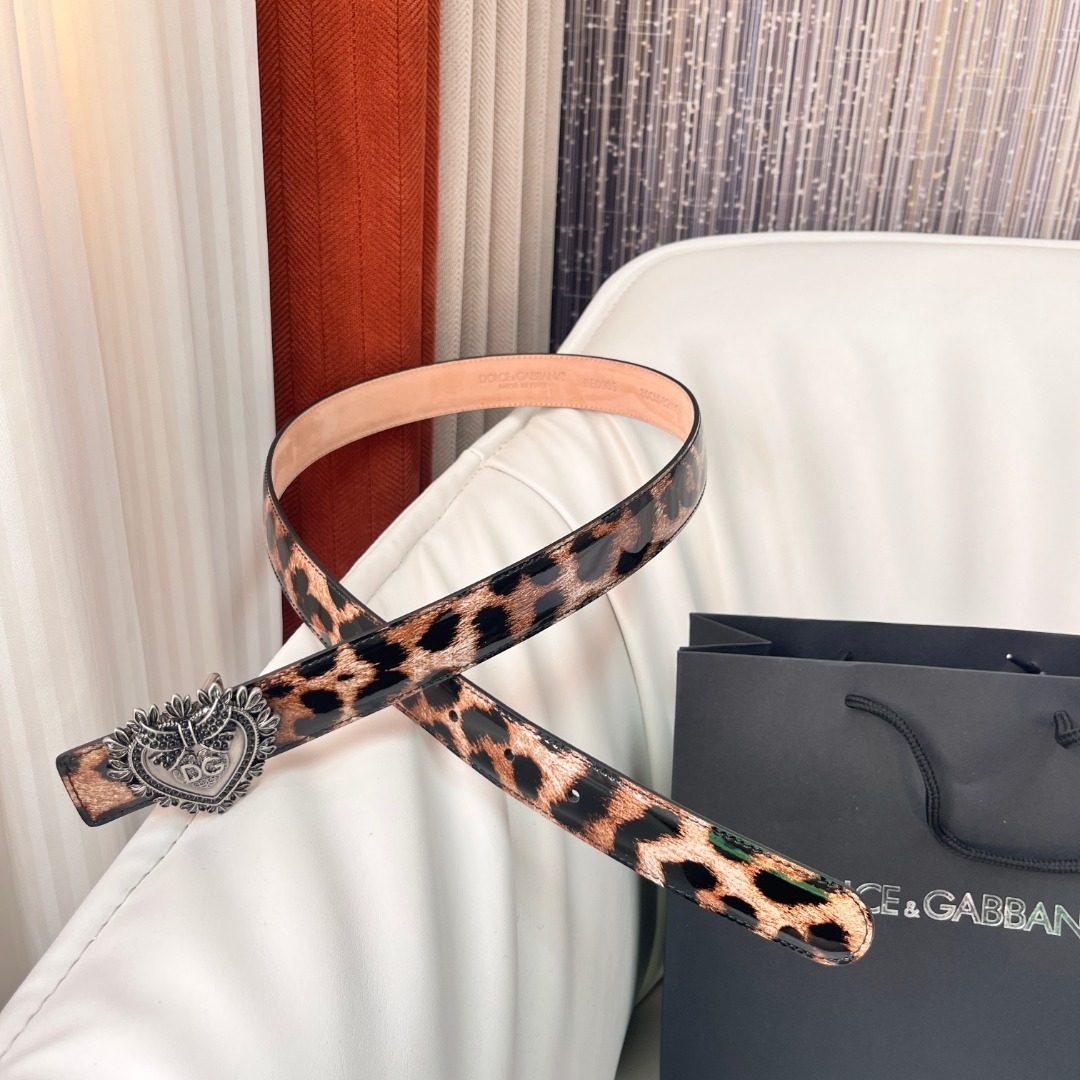 Dolce & Gabbana Leopard Print Leather Belt